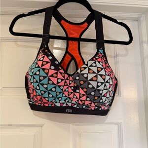 VSX Women's Triangular Pattern Sports Bra - Pink, Blue, Orange